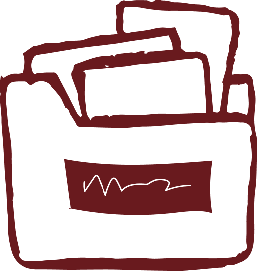 Line illustration — a folder of documents